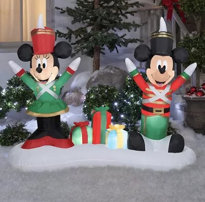 Christmas 4.'5 FT MICKEY & MINNIE MOUSE Toy Soldier Inflatable Air Blown Holiday • $110.99