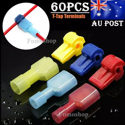 60pcs T-Taps Spade Crimp Terminals Quick Splice Cable Electrical Wire Connectors • $8.52