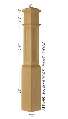 AFP 4092 Large Poplar Amish Made Actual Flat Recessed Panel Box Newel Post • $365