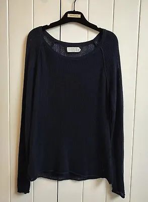 Velvet By Graham And Spencer Long Sleeved Navy Blue Jumper Open Knit Size Small • £8