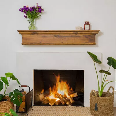 Barton 48  Floating Vintage Wood Fireplace Mantel Wall Shelf Beam Easy Mount Ash • $144.95