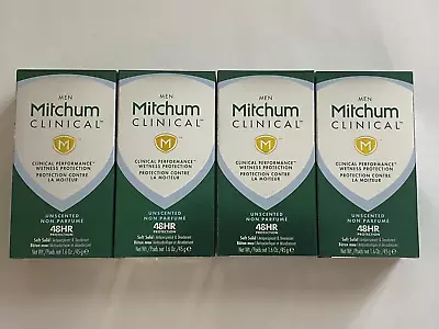 4 MITCHUM MEN CLINICAL MEN UNSCENTED SOFT SOLID ANTIPERSPIRANT DEODORANT 1.6oz • $69.99