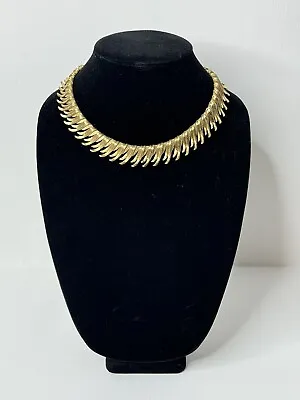 Vintage Rare 60s Monet Egyptian Revival Brushed Gold Tone Choker Necklace Signed • $66