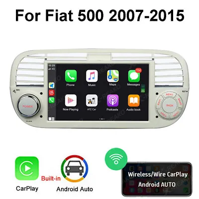 7  Android 12 Apple Carplay Car Stereo Radio GPS WIFI RDS For Fiat 500 2007-2015 • $176.39
