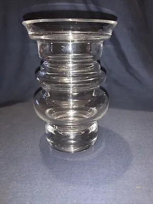 £12.50 • Buy Vintage Dartington Heavy Hooped Clear Glass Vase. Labelled & Marked.