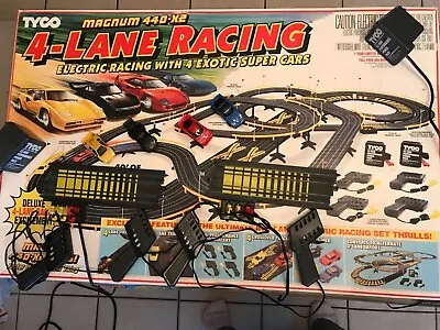 $249 • Buy Tyco 4 Lane Racing Electric Slot Car Track Set. With 4-Original Cars.  