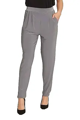 Womens Saloos Essential Tapered Trousers Size-20 Grey Elasticated Waist Pockets • £18