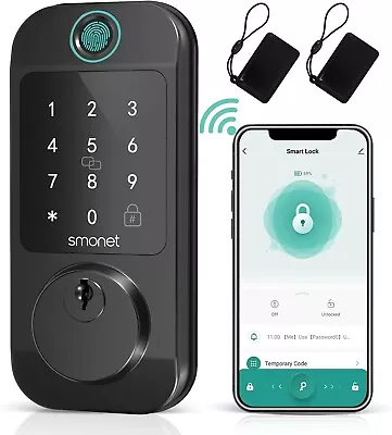 SMONET Smart Door Lock WiFi Fingerprint Keyless Entry Digital Keypad Deadbolt • $169.99