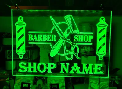Barber Shop OPEN Pole Light Up LED Custom Neon Sign Salon Hairdresser Display • £27.99