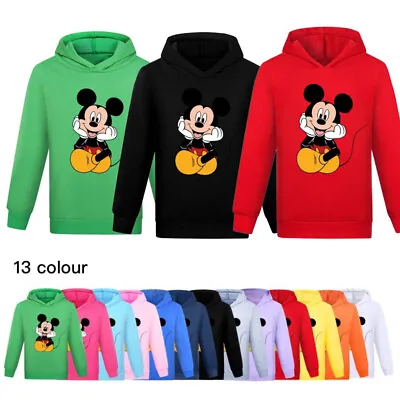 Kids Boys Girls Mickey Mouse Hoodie Sweatshirt Casual Hooded Jumper Pullover UK • £9.02