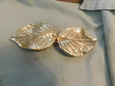 Mimi Di N Belt Buckle Leaves Gold Tone 1981 Realistic Leaf Artistic Nature • $4