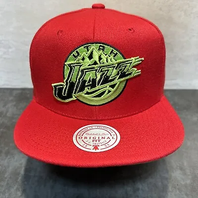 Utah Jazz Hat Reverse Grinch Red Green Mitchell And Ness O.G. Snapback Cap H12 • $27.21