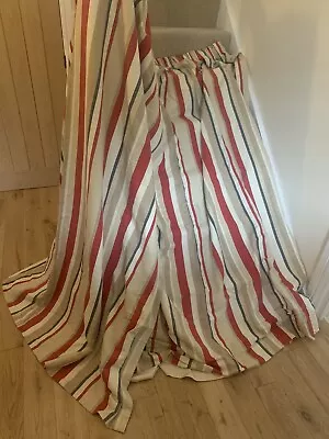 Huge LAURA ASHLEY AWNING STRIPE CURTAINS 76 Wx80 L • £55