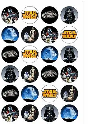 24 Precut Classic Star Wars Edible Wafer Paper Cake Toppers • £2.49