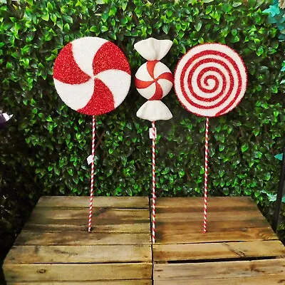 Giant Red & White Candy Cane Lollipop Sweet Christmas Tree Display Decorations • £19.95