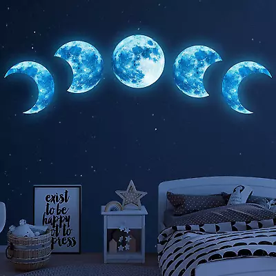 Large Glow In The Dark Moon Wall Decals Luminous Space Planet Moon Phases Wall S • $25.62