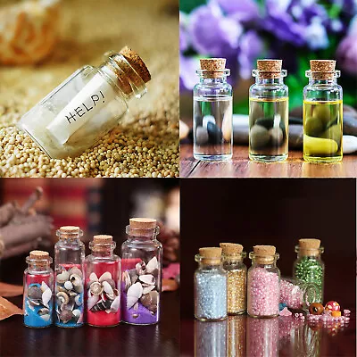 Small Glass Bottles With Cork Stopper Vial Cute Mini Wishing Bottle • £25.90