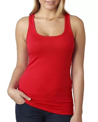 Womens Sleeveless Muscle Vest Top Ladies Scoop Neck Jersey Racer Back Tank Tee • £5.99