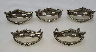 $50 • Buy Set Of 5 Nickel Plated Brass Drawer Pulls 4  With Bail Handles