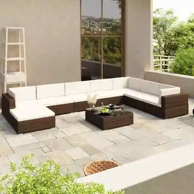 $944.99 • Buy 8 Piece Garden Lounge Set With Cushions Poly Rattan Brown VidaXL