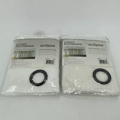 Eclipse Curtain Panels Light Filtering 52  X 84  Set Of 2 Grommet White NEW • $21.37