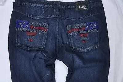 Nwt Antik Eastwood Bootcut Crystals Mens 42 X 33 Western Usa Flag Boot Drk Jeans • $26.30