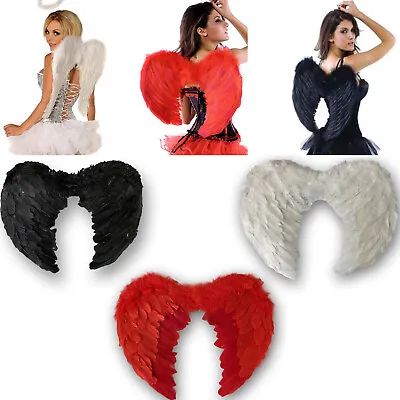 £7.99 • Buy Angel Devil Fairy Feather Wings Halloween Fancy Dress Costume Accessory Gothic