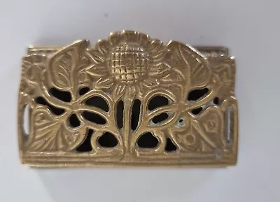 Vintage Brass Trinket-Pill Box Hinged With Thistle Design  • $86.99