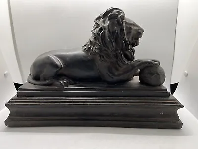 $50 • Buy Vintage Wood  Lion On Stand 12  Long 8  Tall Almost 5.5 Pounds! Rare!