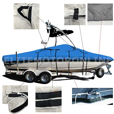 $260.95 • Buy Deluxe V-Hull Fishing Runabout Boat W/Ski Wakeboard Tower Boat Cover 23'L