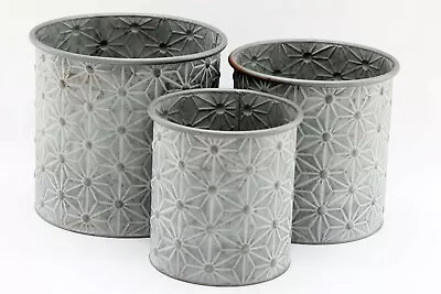 £17.95 • Buy Grey Galvanised Metal Round Large House Garden Plant Flower Pot Planter Decor 