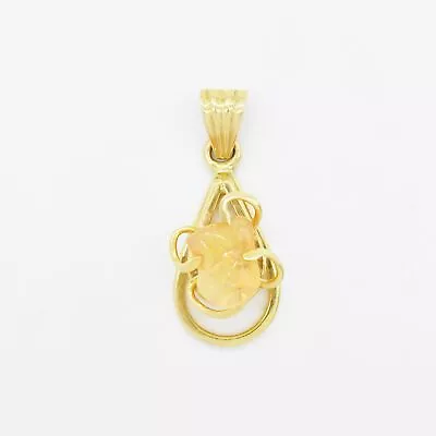 14k Yellow Gold Estate Mexican Fire Opal Gemstone Dangle/Drop Pendant • $293.24