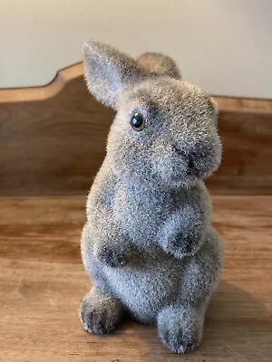 Vintage Flocked Brown Bunny Rabbit Coin Piggy Bank No/Stopper Fuzzy • $11.95