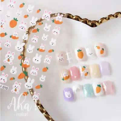 3D Nail Art Stickers Rabbit Bunny Carrot Series Decals Self Adhesive NH20 • $2.79