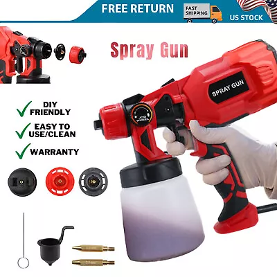 Paint Sprayer Gun Airless Power Electric 550W Home Handheld Spray With 3 Nozzles • $30.98