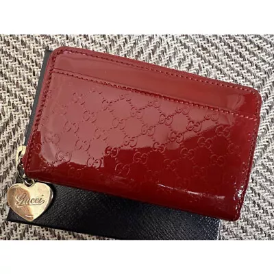 GUCCI GG Compact Wallet Coin Purse Key Case Vintage Red Auth 544 • $157