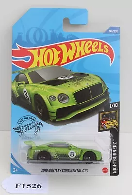 Hot Wheels Nightburnerz Green 2018 Bentley Continental 1/10 FNQHotwheels F1526 • $5.24