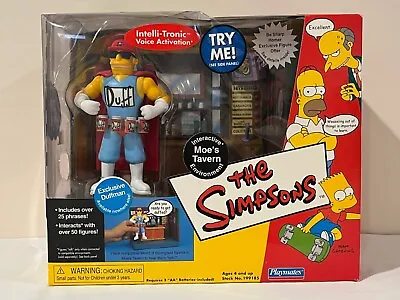 The Simpsons Moe's Tavern Exclusive Duffman World Of Springfield Interactive NIB • $59.99