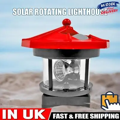 Lighthouse Solar LED Light Garden Outdoor Beacon Rotating Beam Lamp (Red) • £7.29
