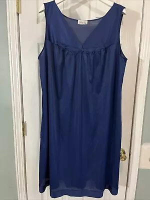 Vanity Fair Nightgown Blue Sleeveless Nylon Pajama Gown Women's Size XXL • $12.98