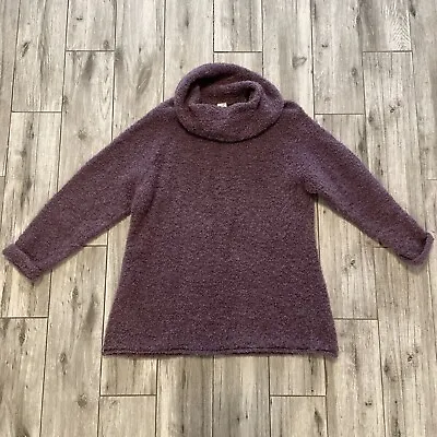 J. Jill Oversized Sweater Mohair Wool Blend Mock Neck Long Sleeve Purple XL • $24