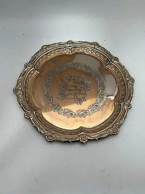 Falstaff Silver Plate Platter Happy Anniversary Engraved 14 X13  Antique #RA • £5.38