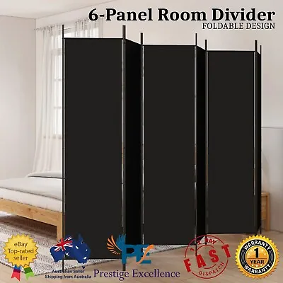 6-Panel Room Divider Black 300x200 Cm Fabric Foldable Privacy Screen Partition • $67.75