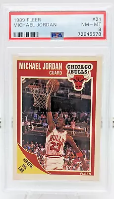 1989 Fleer Michael Jordan PSA 8 Graded Card #21 Chicago Bulls HOF Basketball • $31.55