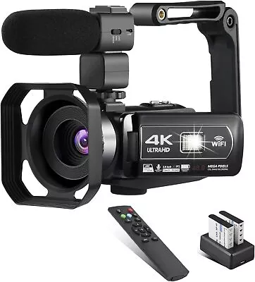 $114.95 • Buy Video Camera 4K Camcorder  WiFi 48MP Vlogging Camera For YouTube With Microphone