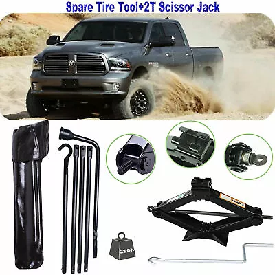 Spare Tire Lug Wrench Tool Jack Set OEM For Dodge Ram 1500+ Scissor Jack 2 Tonne • $70.81