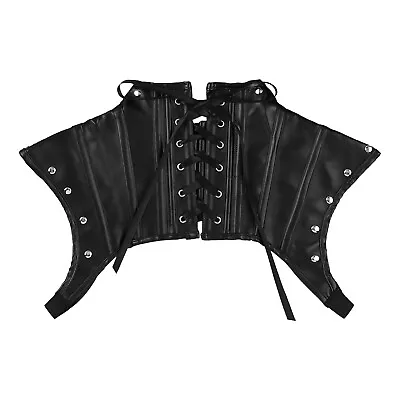 Men Leather Shoulder Armor High Neck Metal Punk Style Body Chest Harness Buckles • $16.37