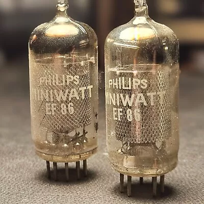 2x Mullard EF86 Tube NOS Philips Coinbase First Production Pair Perfect Matched • $259