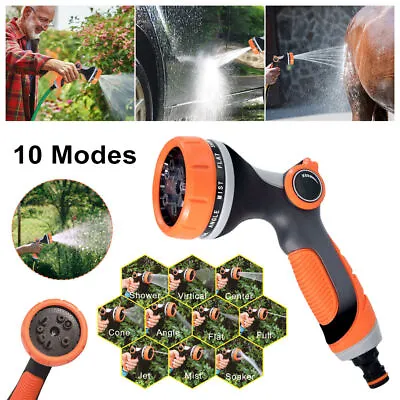 High Pressure Watering Gun 10Modes Washing Tool Garden Hose Spray Nozzle Sprayer • £6.47