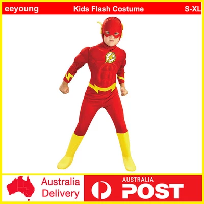 $29.99 • Buy The Flash Kids Costume Muscle Chest Justice League Superhero Party Dress Suit AU